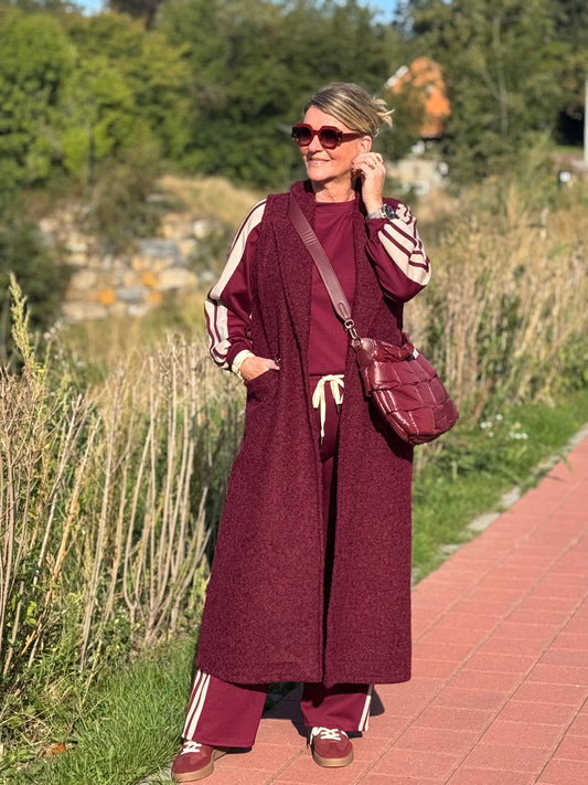 LUCY Gilet Long - Bordeaux