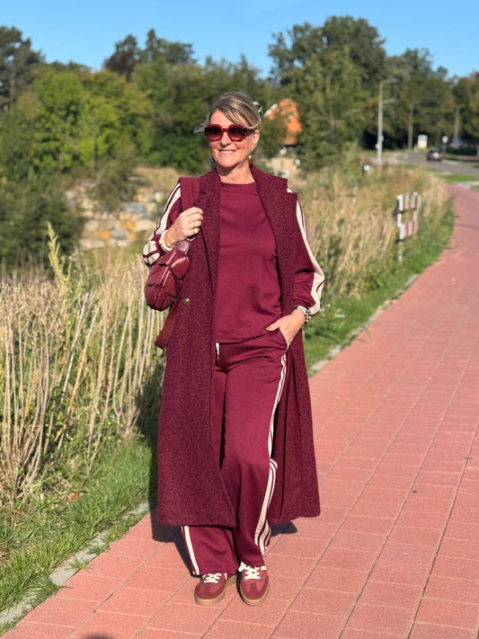 CASEY CO-ORD SET- Bordeaux Stripe
