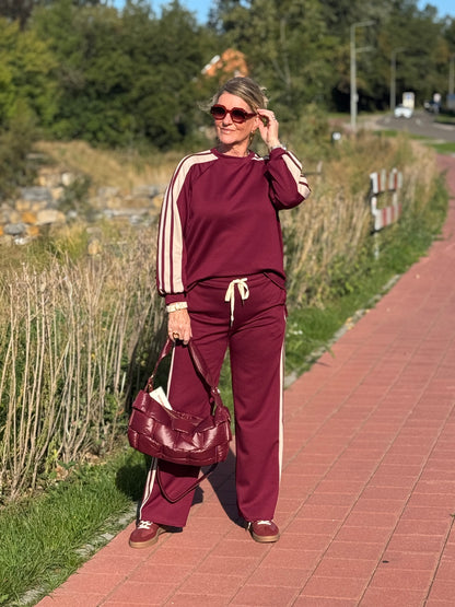 CASEY CO-ORD SET- Bordeaux Stripe