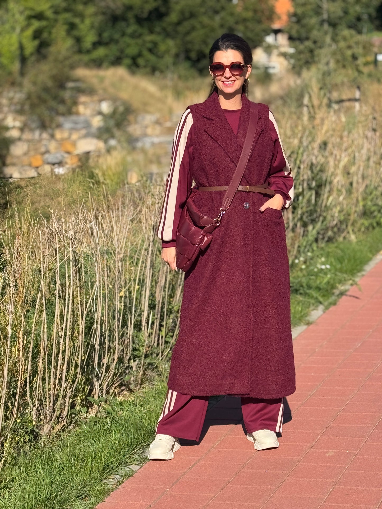 LUCY Gilet Long - Bordeaux