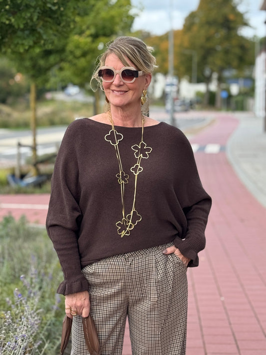 WENDY Sweater Ruffle - Bruin