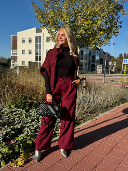 Wide Leg Pantalon - Burgundy