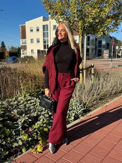 Wide Leg Pantalon - Burgundy