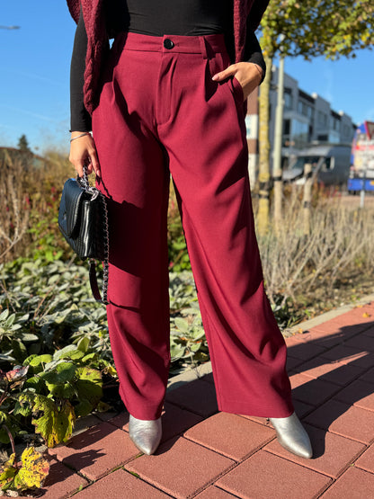 Wide Leg Pantalon - Burgundy