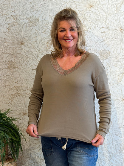 PAM Lace Shirt - Taupe