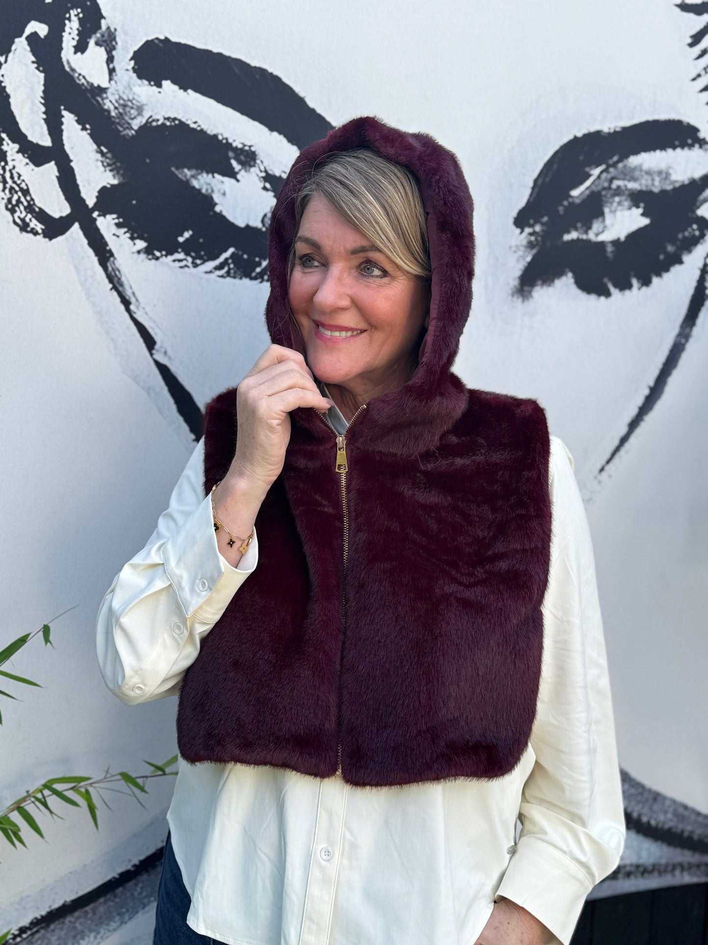 FAUX FUR Capuchon - Bordeaux