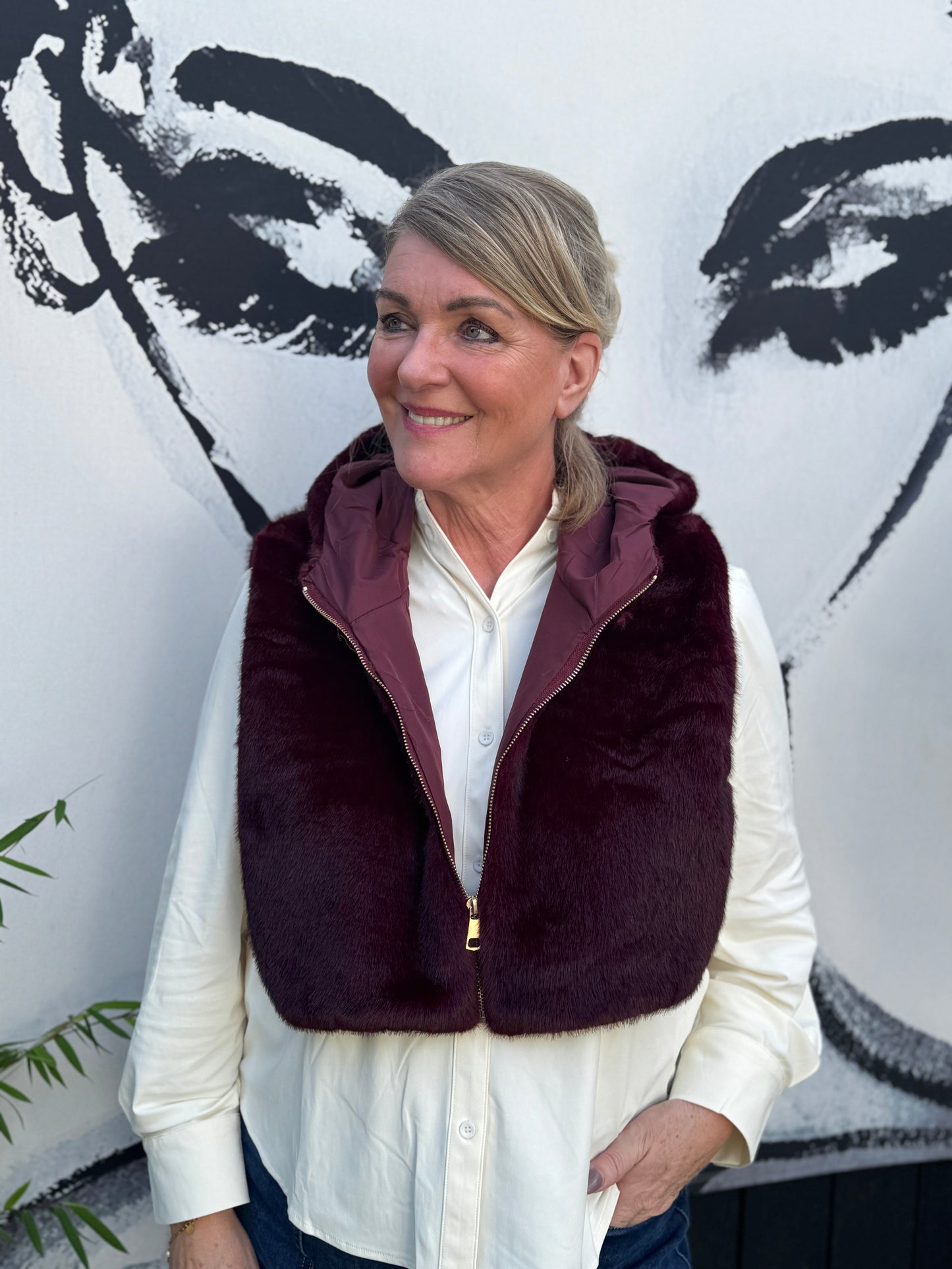 FAUX FUR Capuchon - Bordeaux
