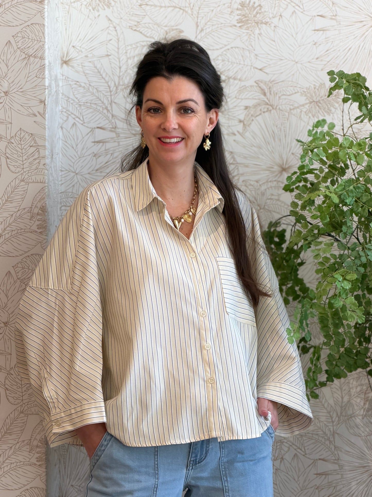 BACKY Blouse - Geel  Gestreept