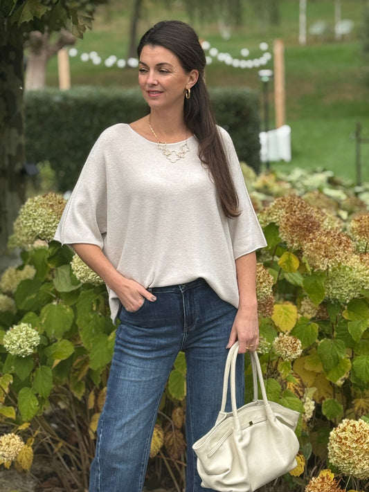 BASIC SLEEVE TOP - Ecru