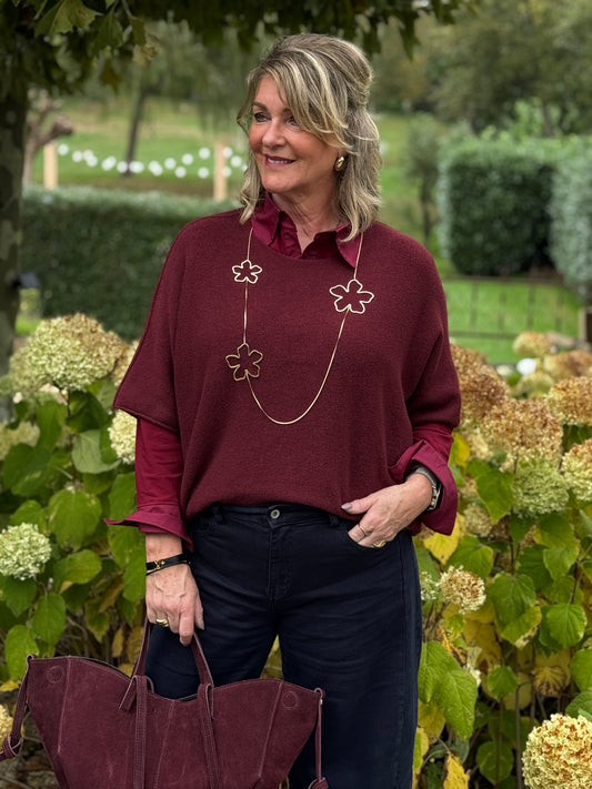 BASIC SLEEVE TOP - Bordeaux