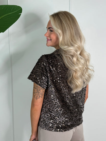 Glitter Shirt  - Taupe