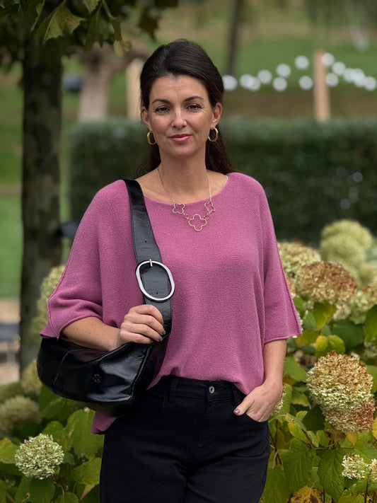 BASIC SLEEVE TOP - Roze