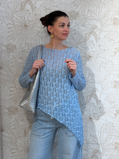 TAMAR Asymmetric Lace Top - Blauw
