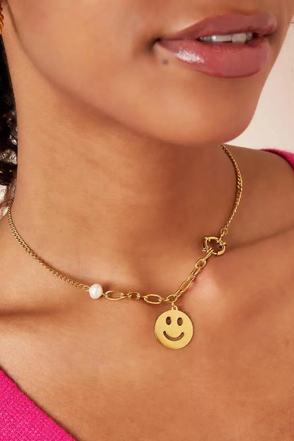 RVS Ketting Smiley Face