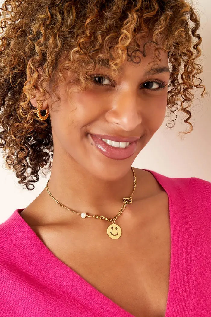 RVS Ketting Smiley Face