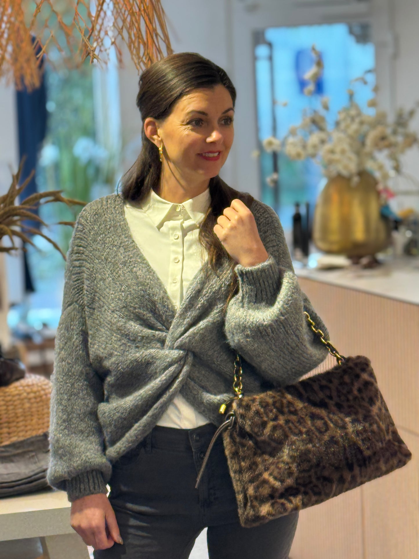 AFTERNOON Knoop Trui - Grijs