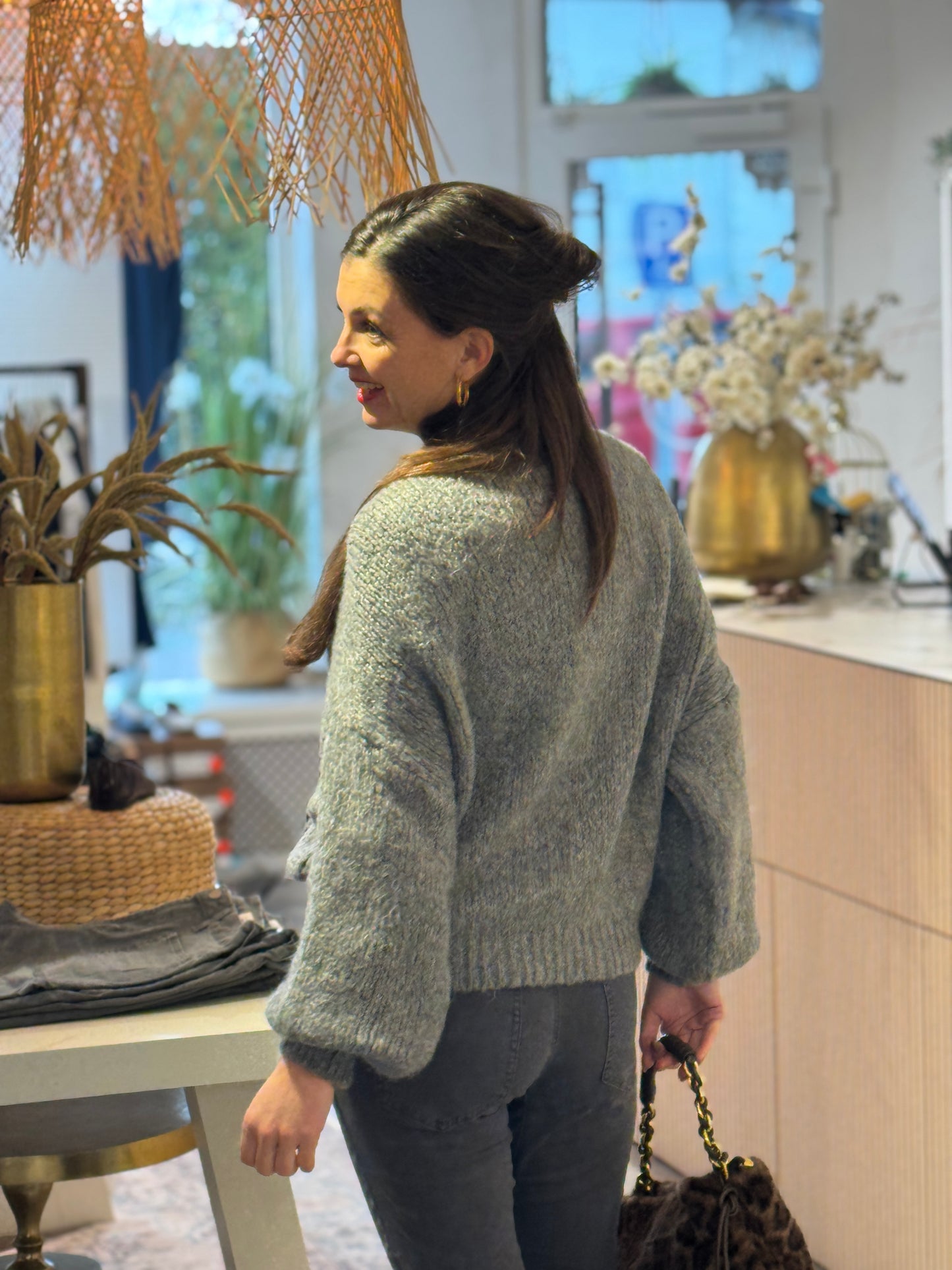 AFTERNOON Knoop Trui - Grijs