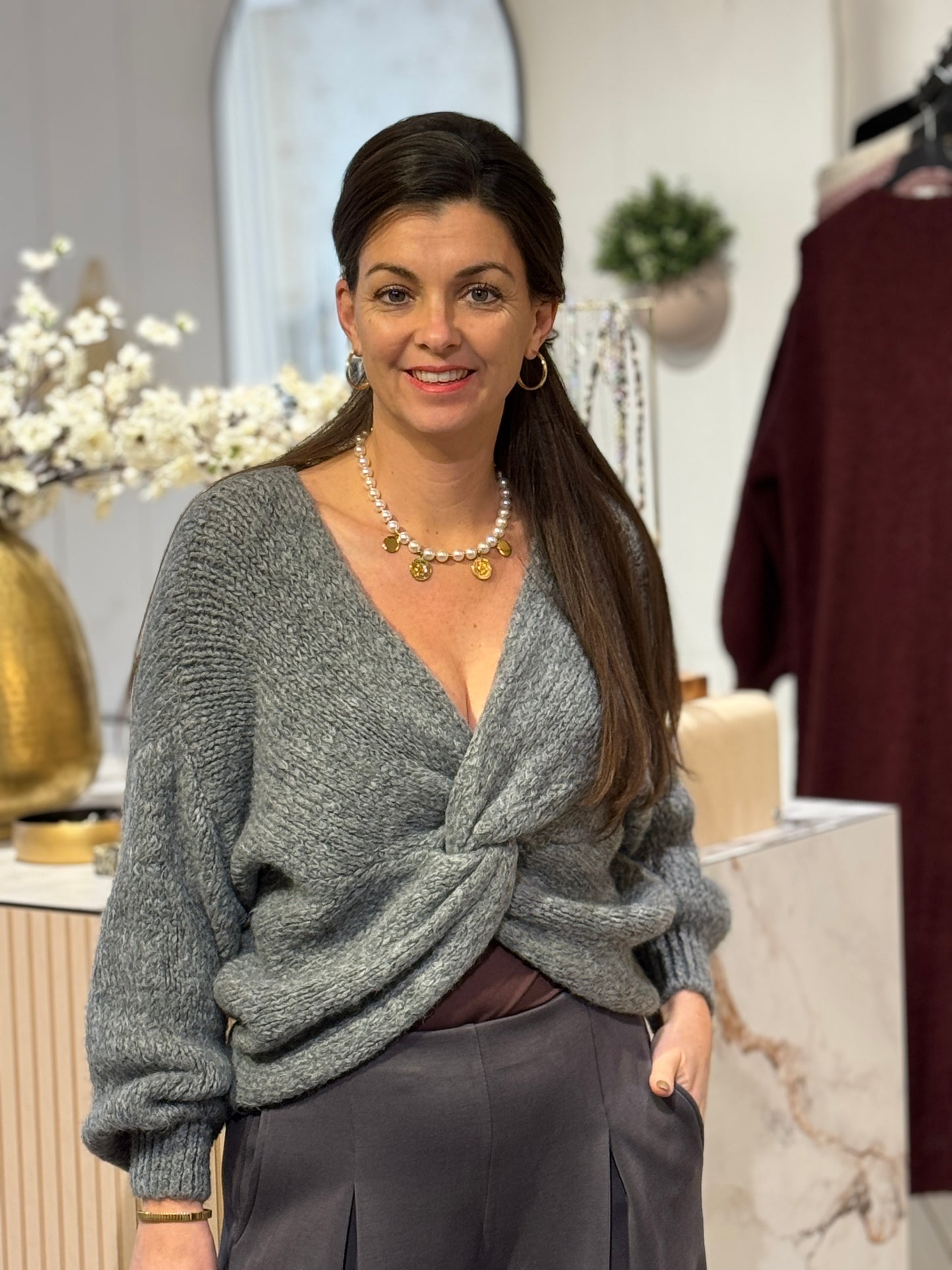 AFTERNOON Knoop Trui - Grijs