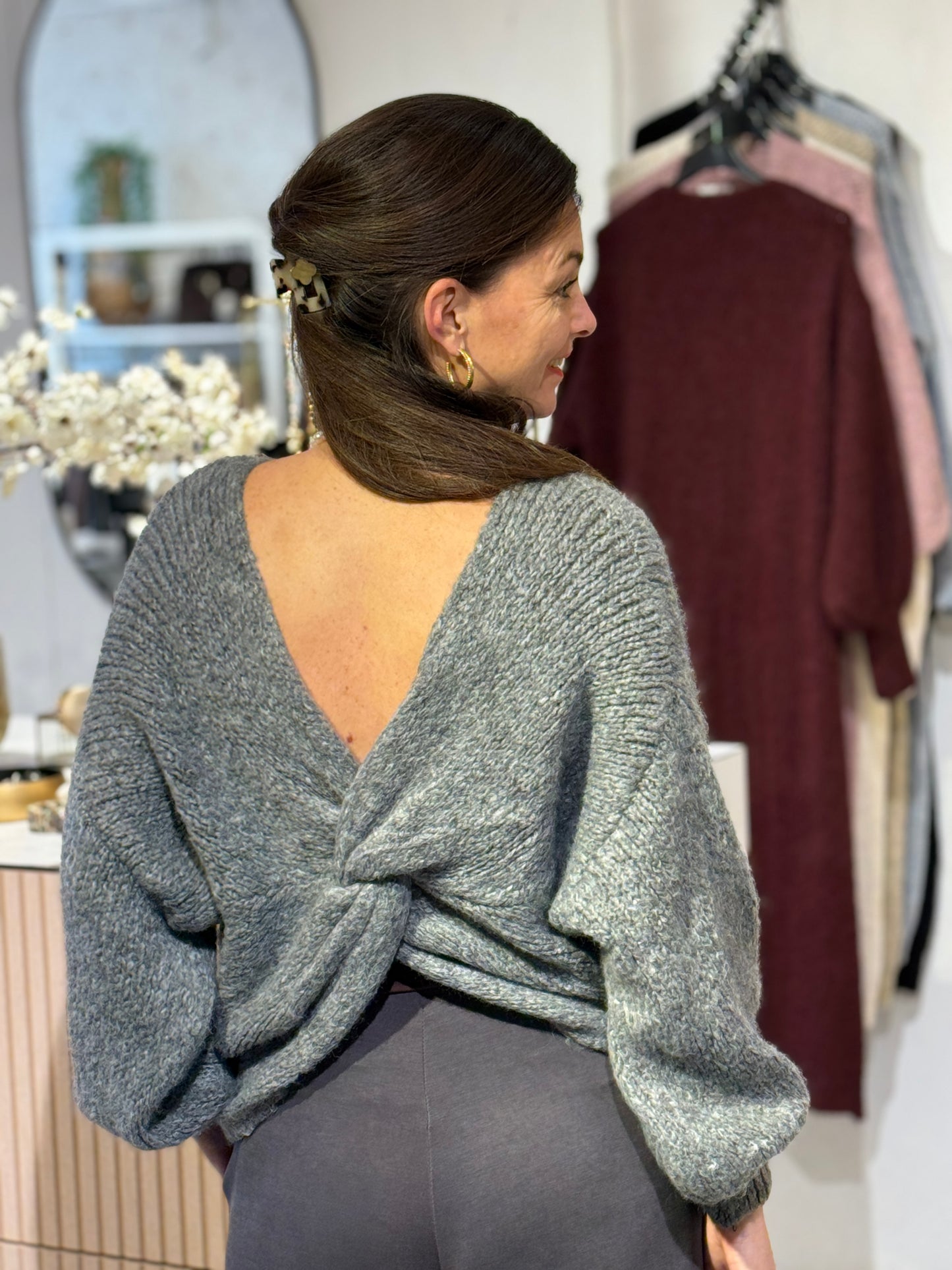 AFTERNOON Knoop Trui - Grijs