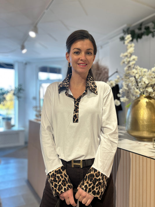 BONA BLOUSE LEOPARD - Wit
