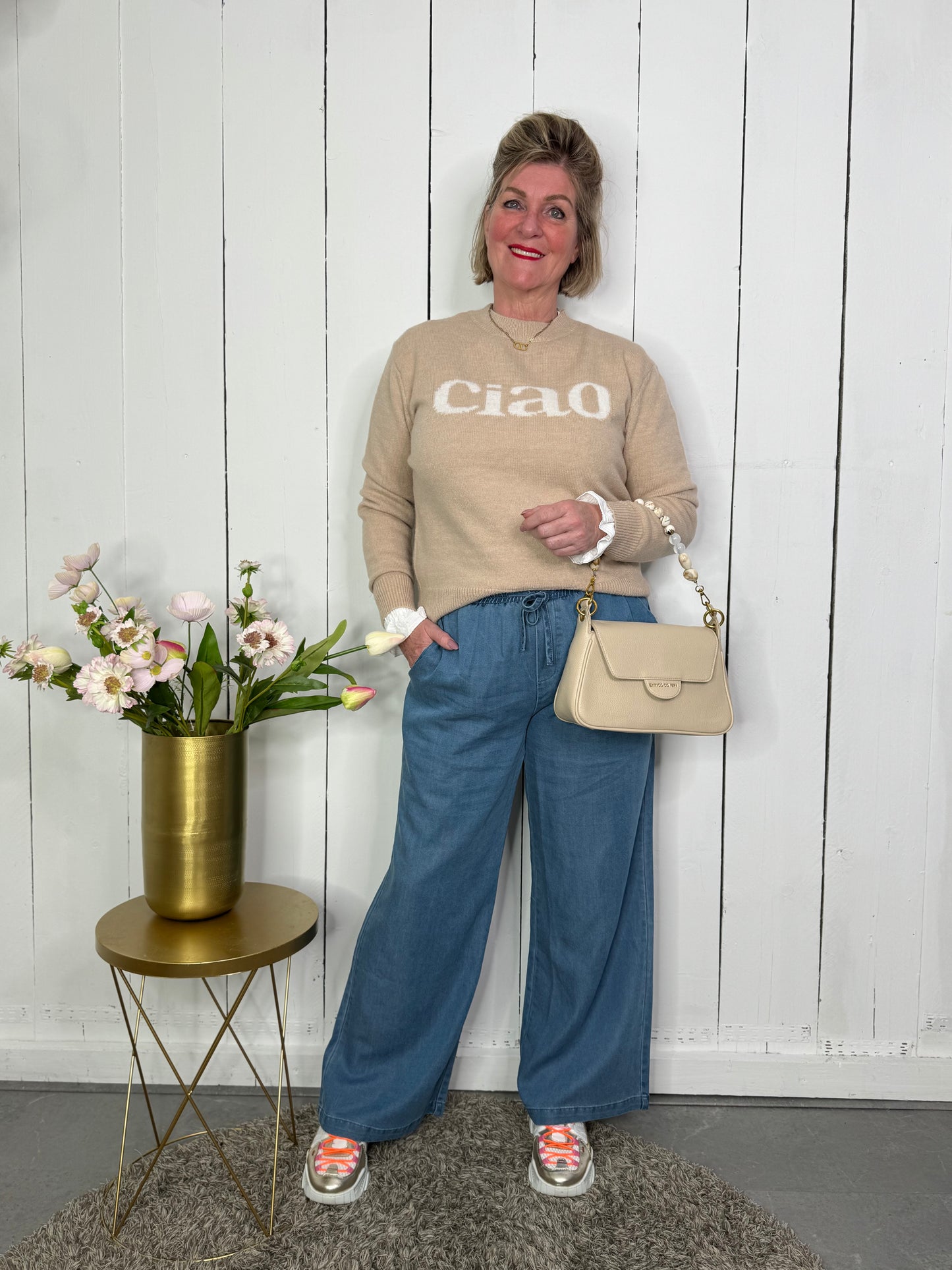 Jeans mit weitem Bein Sissy – Grau