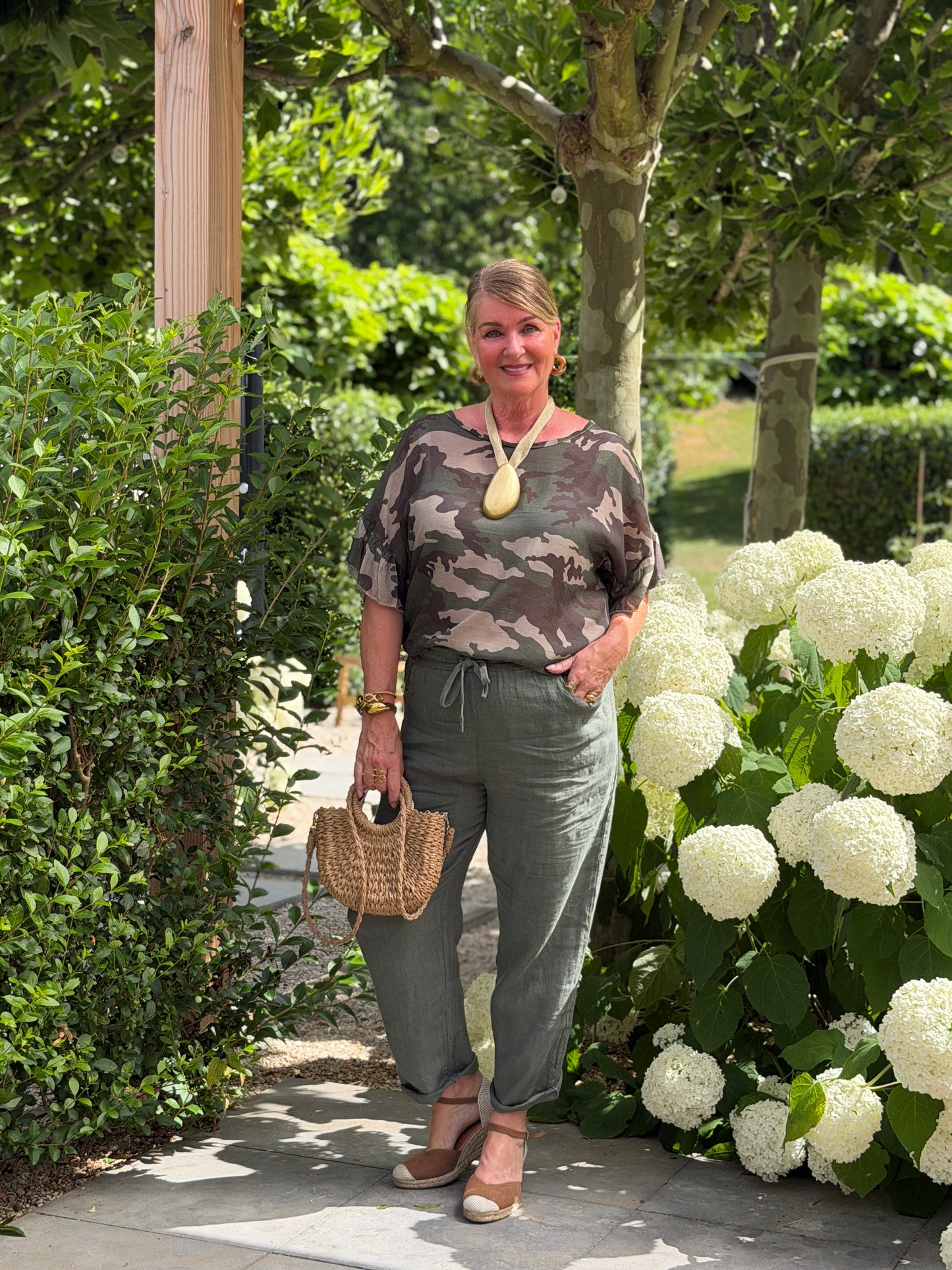 CAMO RUFFLE SHIRT