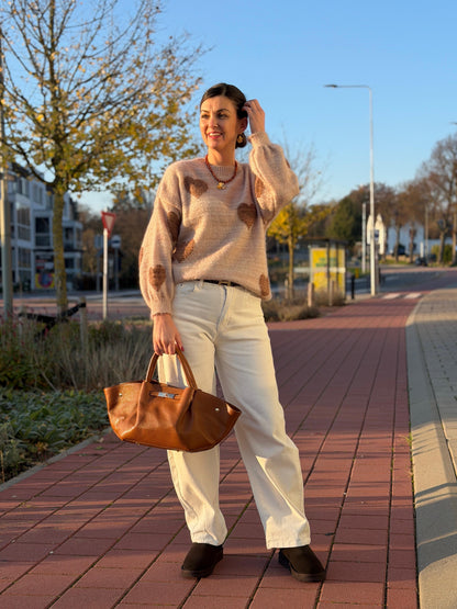 LOVELY Heart Trui - Beige